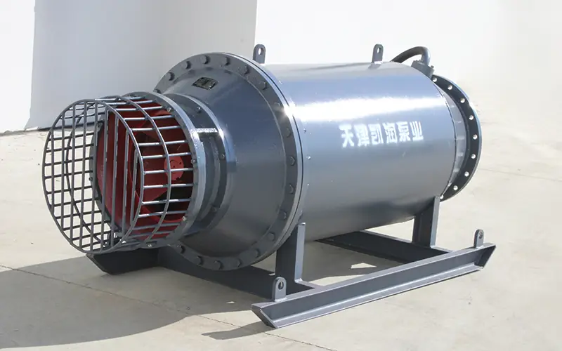 Horizontal axial flow pump with suction strainer and mounting base
