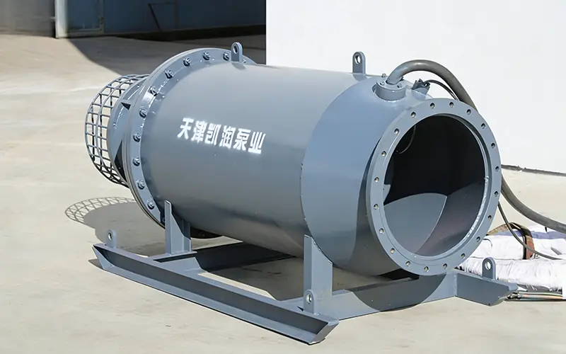 Horizontal axial flow pump with suction strainer and mounting base