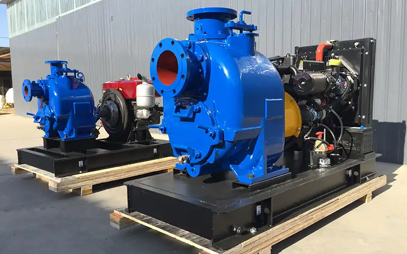 Horizontal sewage pump with diesel engine
