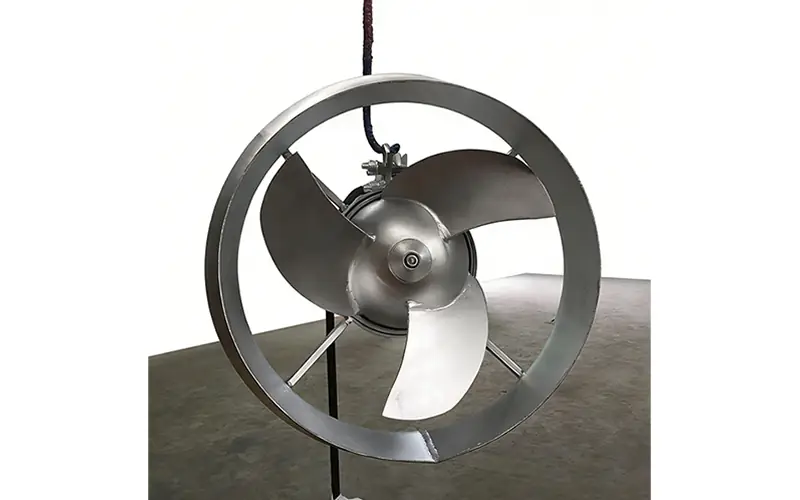 Stainless steel submersible mixer impeller with protective guard ring