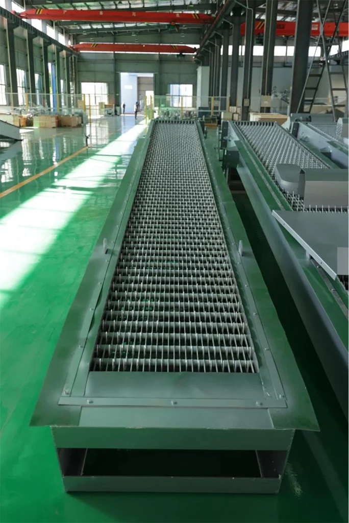 Heavy duty channel mechanical bar screens in wastewater equipment manufacturing facility