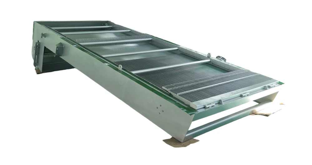 Inclined mechanical bar screen unit showing custom bar spacing for debris removal