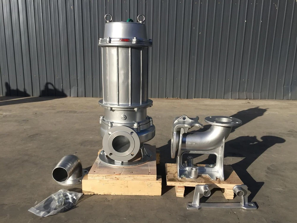 Heavy-duty stainless steel submersible sewage pump set with quick auto-coupling duckfoot base