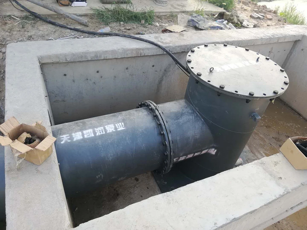 Vertical axial flow pump installed in concrete pit for flood control and drainage