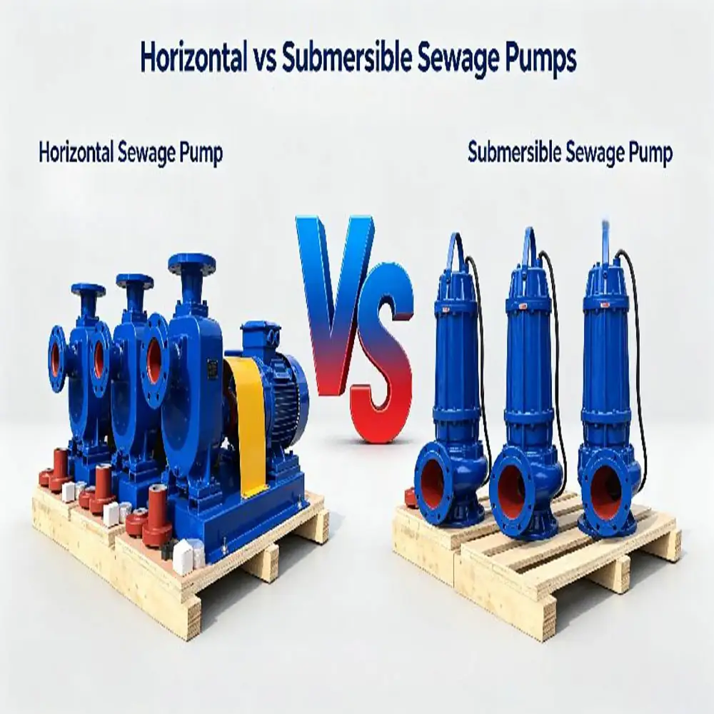 Horizontal vs submersible sewage pumps for industrial wastewater applications.