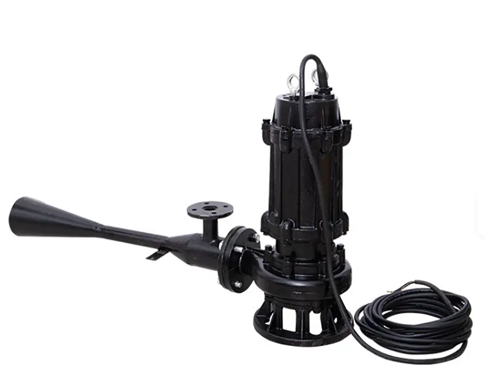 industrial black submersible aeration pump with venturi diffuser nozzle and coiled cable
