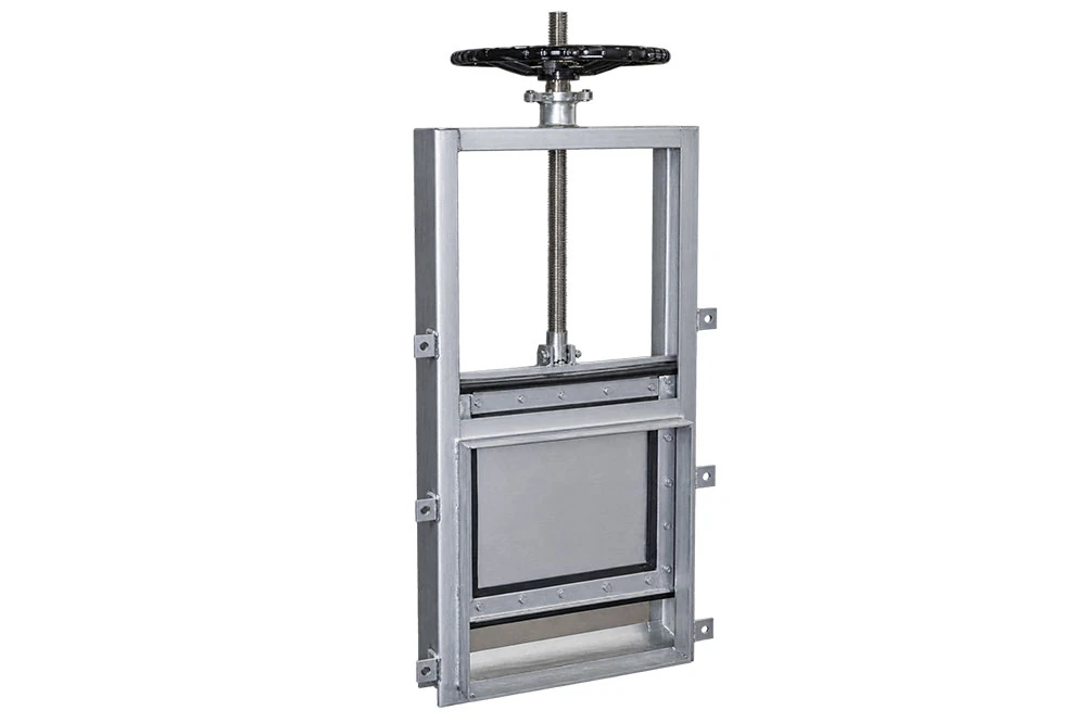 manual sluice gate used for water flow control in pumping and water treatment systems.