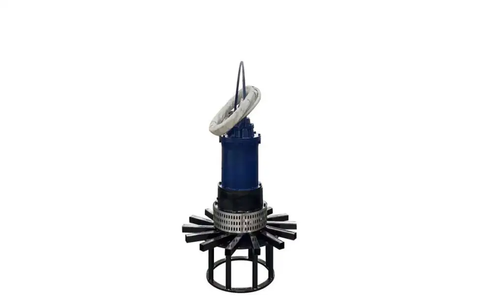 submersible mixer for wastewater treatment with stainless steel impeller and motor unit