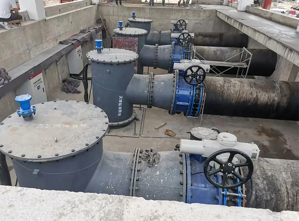 kairun vertical axial flow pump units installed in a water drainage station for high flow, low head water transfer.